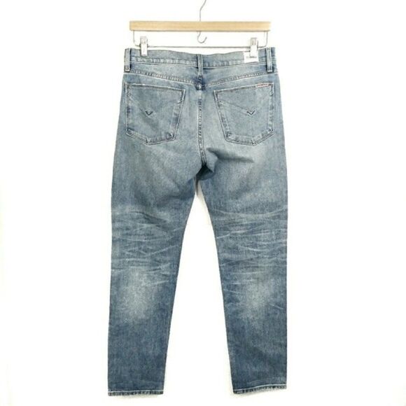 Hudson Riley Crop Boyfriend style Jeans Sz 26 Embroidered Stars - Picture 3 of 7